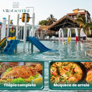 Tilápia ou Moqueca de arraia + duas pulseiras do parque a partir de R$99,90.